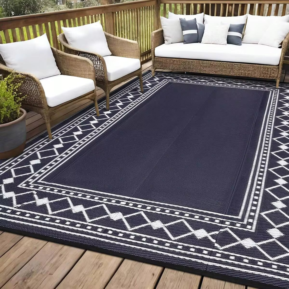 Ataucjin Outdoor Rug 8x10 Plastic Straw Rug Waterproof Patio Rug,Reversible Rug,Foldable Lightweight Outdoor Carpet With Storage Bag,4 Stakes,Outdoor Mat Reversible Camping Carpet Camping Mat For Deck,Garden