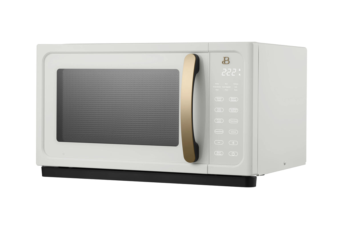 Beautiful 1.1 cu ft 1000 Watt, Sensor Microwave Oven, White Icing by Drew Barrymore, New