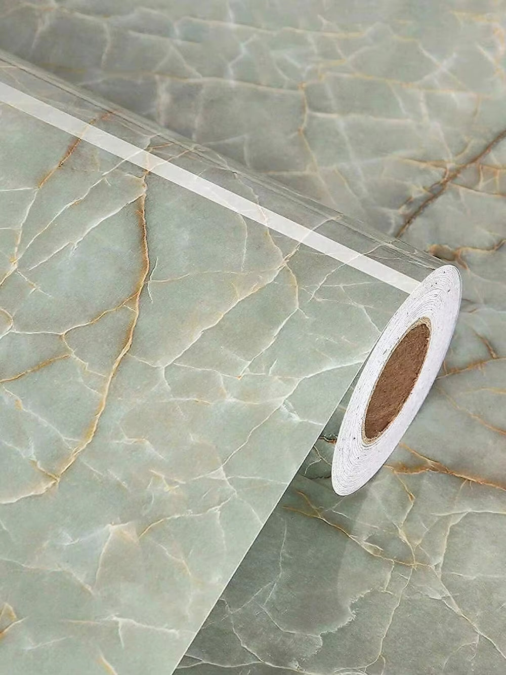 1 Roll Marble Adhesive Wallpaper, Faux Jade Stone Pattern, Waterproof & Oil-Resistant, Removable Peel & Stick, Easy Installation, Suitable For Kitchen Backsplash, Furniture Renewal, Room Decor, Bathroom Countertop, Cabinets, Desktops & Tiles
