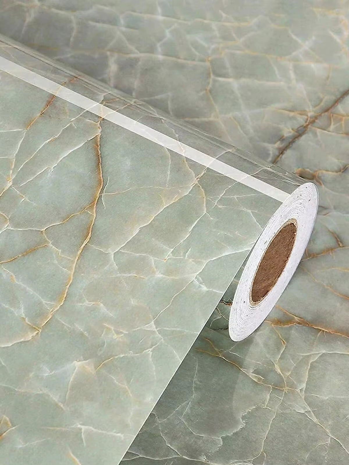 1 Roll Marble Adhesive Wallpaper, Faux Jade Stone Pattern, Waterproof & Oil-Resistant, Removable Peel & Stick, Easy Installation, Suitable For Kitchen Backsplash, Furniture Renewal, Room Decor, Bathroom Countertop, Cabinets, Desktops & Tiles