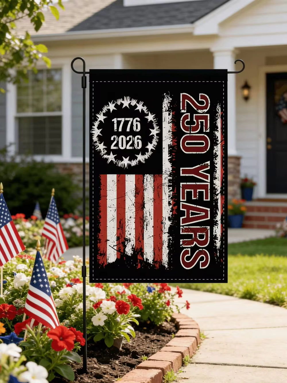 1pc 250th Anniversary Double-Sided Garden Flag, "250 Years Of Blessings" - Outdoor Yard Decor Suitable For July 4th Independence Day, Memorial Day, Patriotic Events - 250th Anniversary Celebration (1776-2026) - Flagpole Not Included