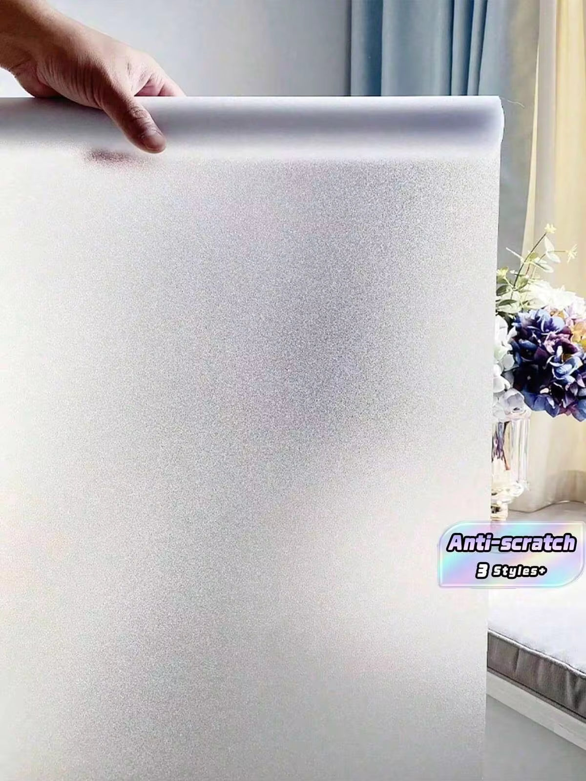 1 Roll PVC Frosted Privacy Window Film - Static Cling Removable Glass Film, UV Protection For Office, Meeting Room, Bathroom & Living Room