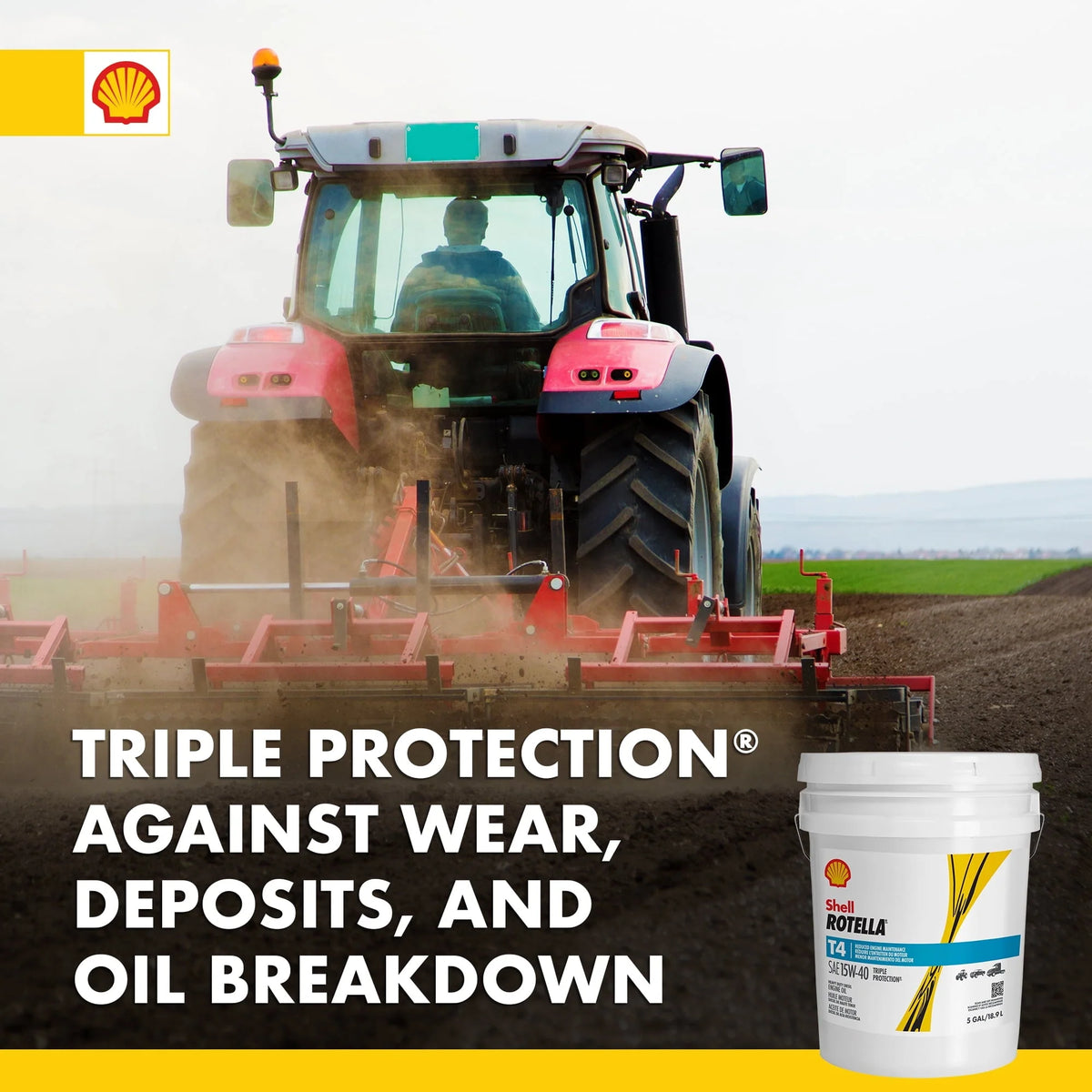 Shell Rotella T4 Triple Protection 15W - 40 Diesel Motor Oil, 5 Gallon Pail