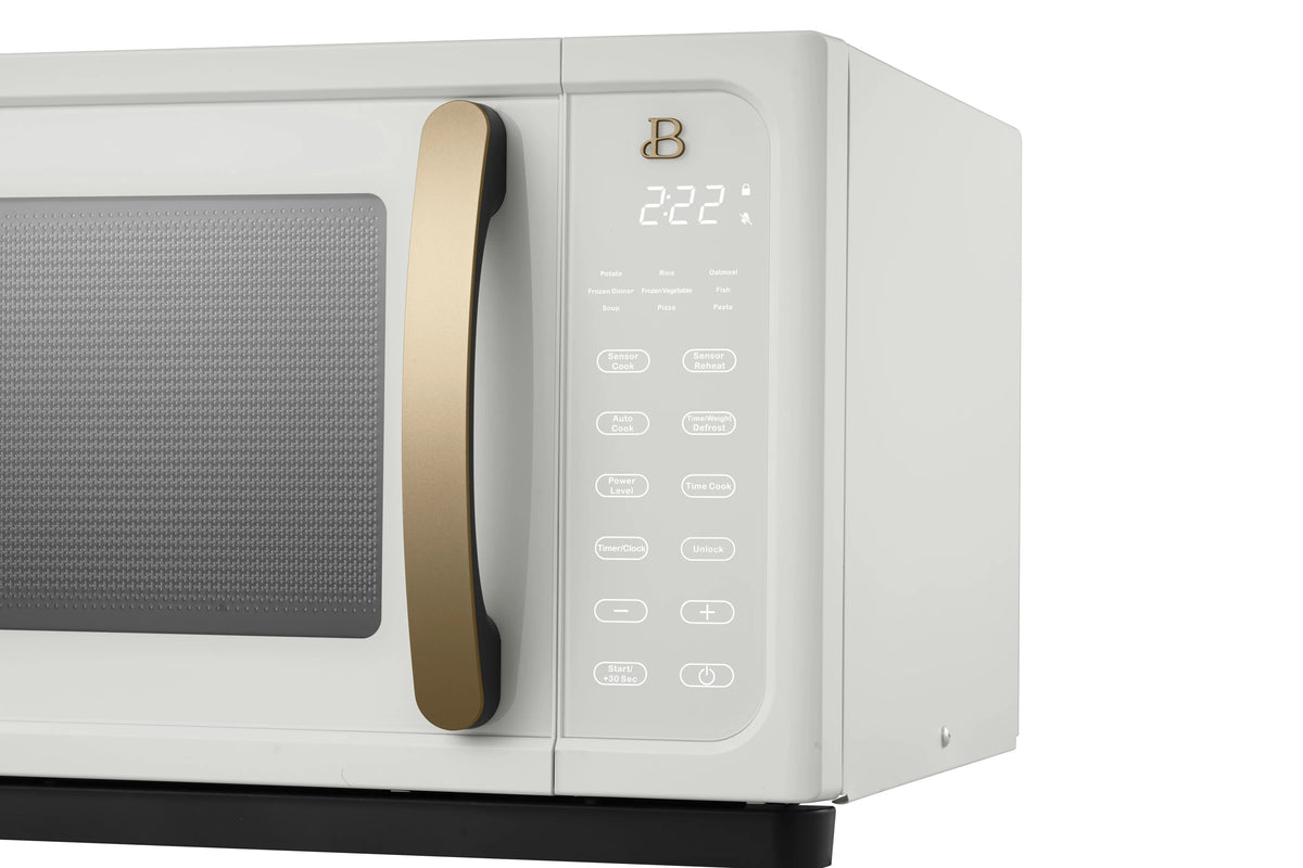 Beautiful 1.1 cu ft 1000 Watt, Sensor Microwave Oven, White Icing by Drew Barrymore, New
